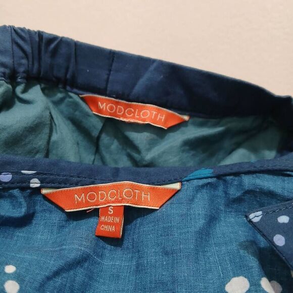 Modcloth womens small peterpan top and skirt set blue skirt has pockets - Picture 8 of 9